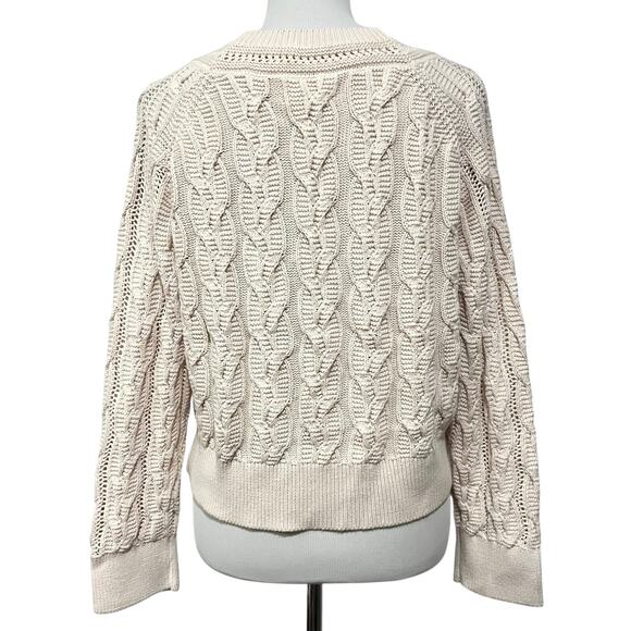 VELVET Graham & Spencer Sweater Dennie Boat Neck Cable Knit Cream Pullover Sz S - Picture 6 of 9
